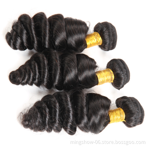 100% raw human hair loose wave brazilian hair bundle